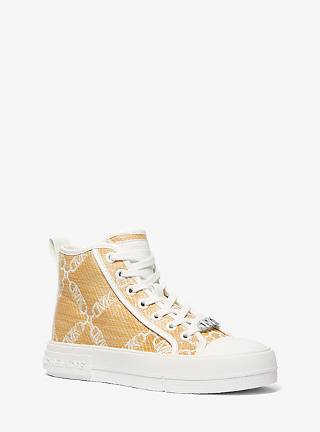 MK Hi-Top-Sneaker Evy Aus Stroh Mit Empire-Logomuster - Natur - Michael Kors von MICHAEL Michael Kors