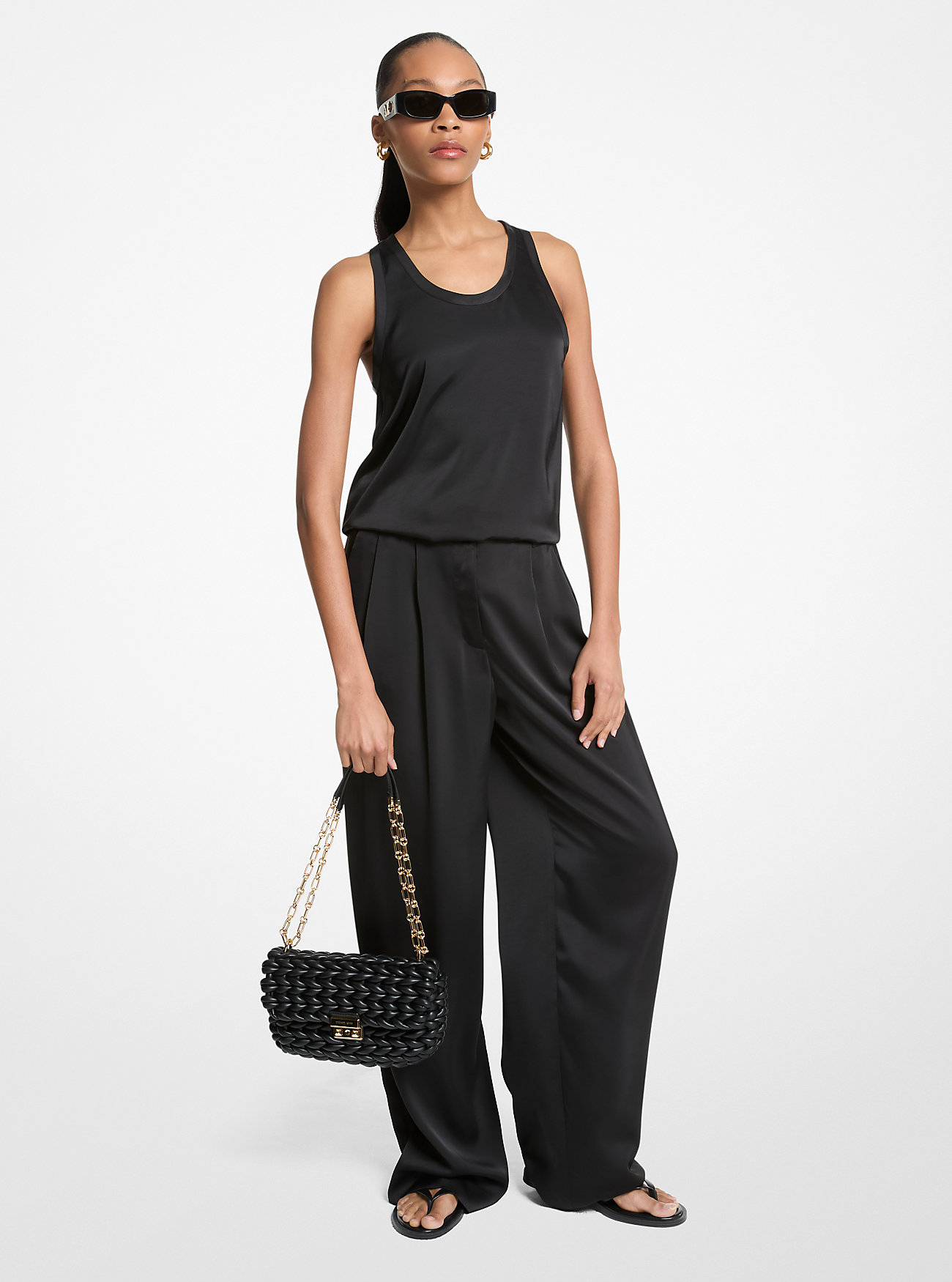 MK Hose Aus Fließendem Satin Mit Weitem Bein - Schwarz - Michael Kors MK Hose Aus Fließendem Satin Mit Weitem Bein - Schwarz - Michael Kors von MICHAEL Michael Kors
