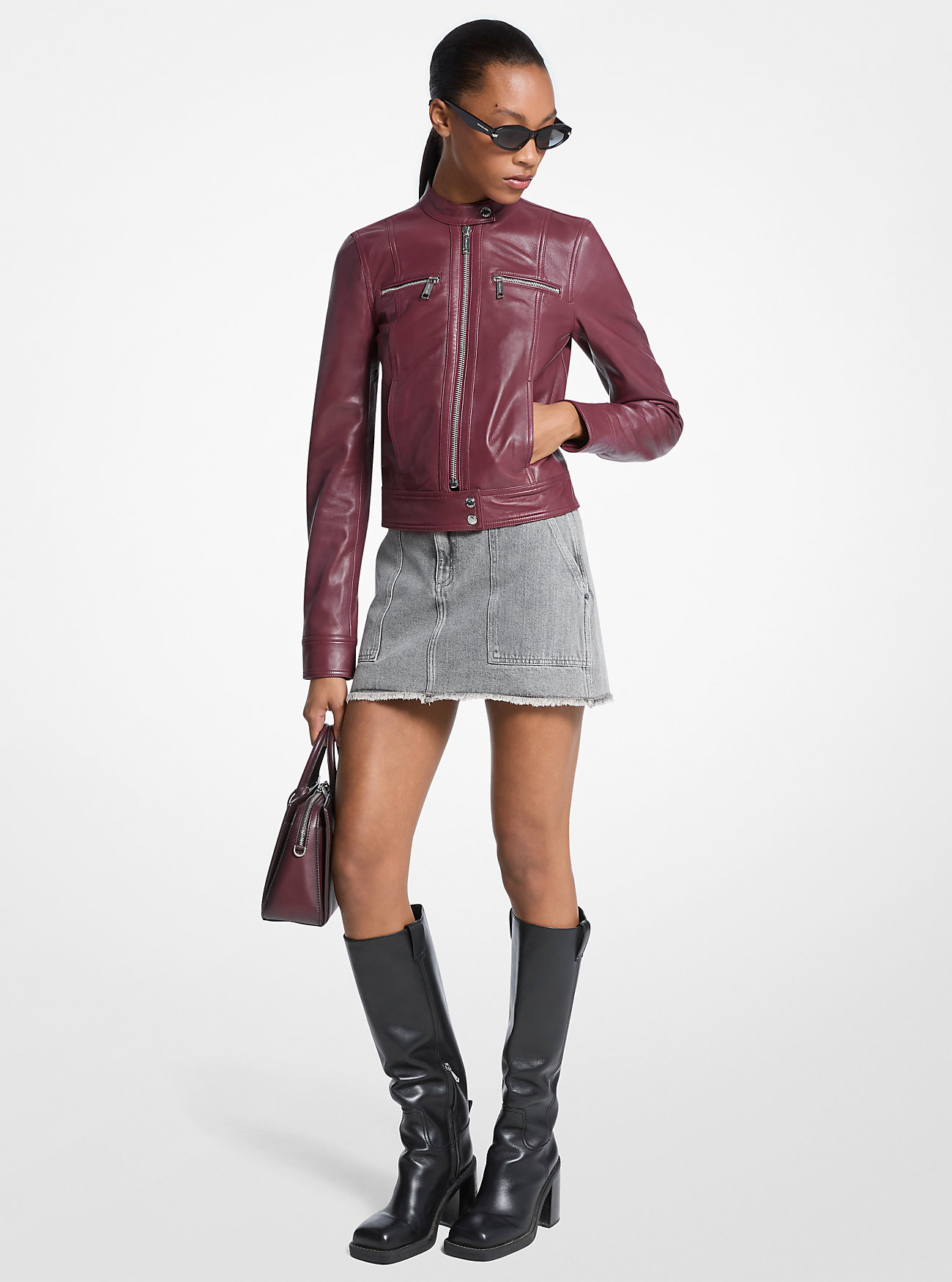 MK Jacke Aus Leder - Rot - Michael Kors MK Jacke Aus Leder - Rot - Michael Kors von MICHAEL Michael Kors