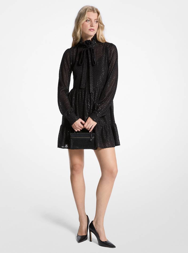 MK Jacquard-Kleid Mit Metallic-Clip Und Schleife - Schwarz - Michael Kors von MICHAEL Michael Kors