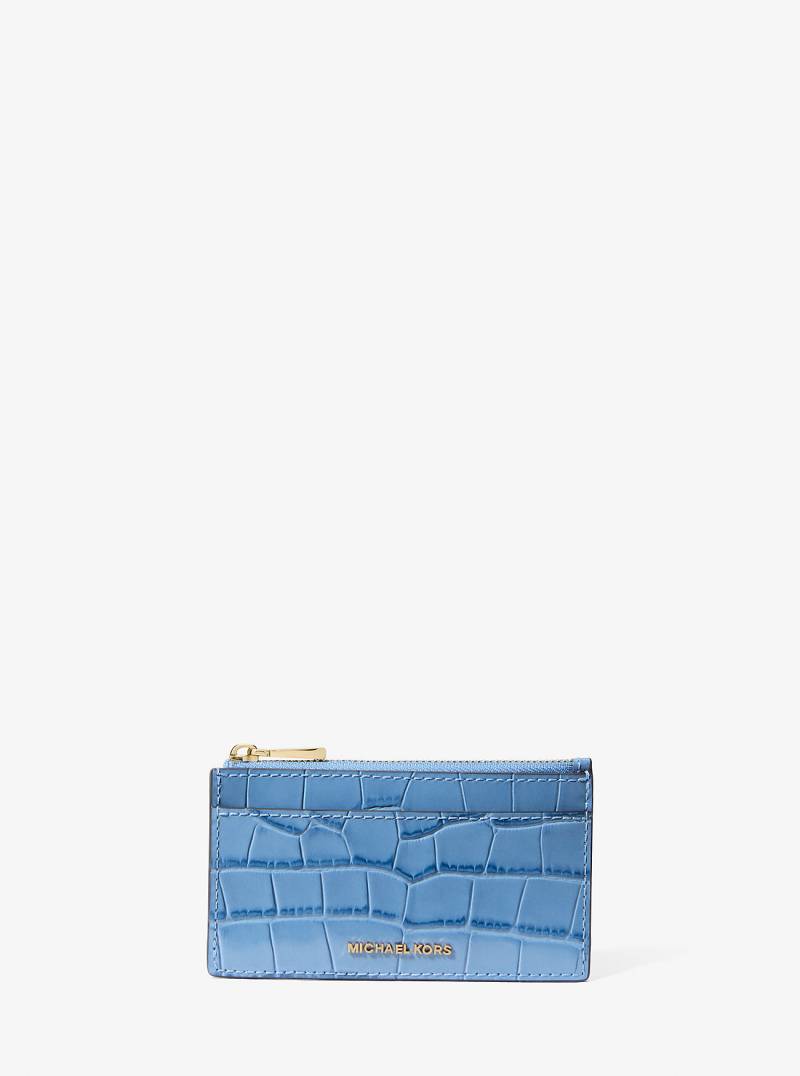 MK Kartenetui Jet Set Small Aus Leder Mit Krokodilprägung - Blau - Michael Kors von MICHAEL Michael Kors