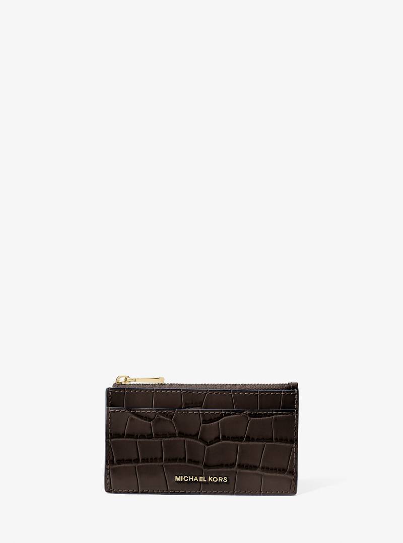 MK Kartenetui Jet Set Small Aus Leder Mit Krokodilprägung - Braun - Michael Kors von MICHAEL Michael Kors