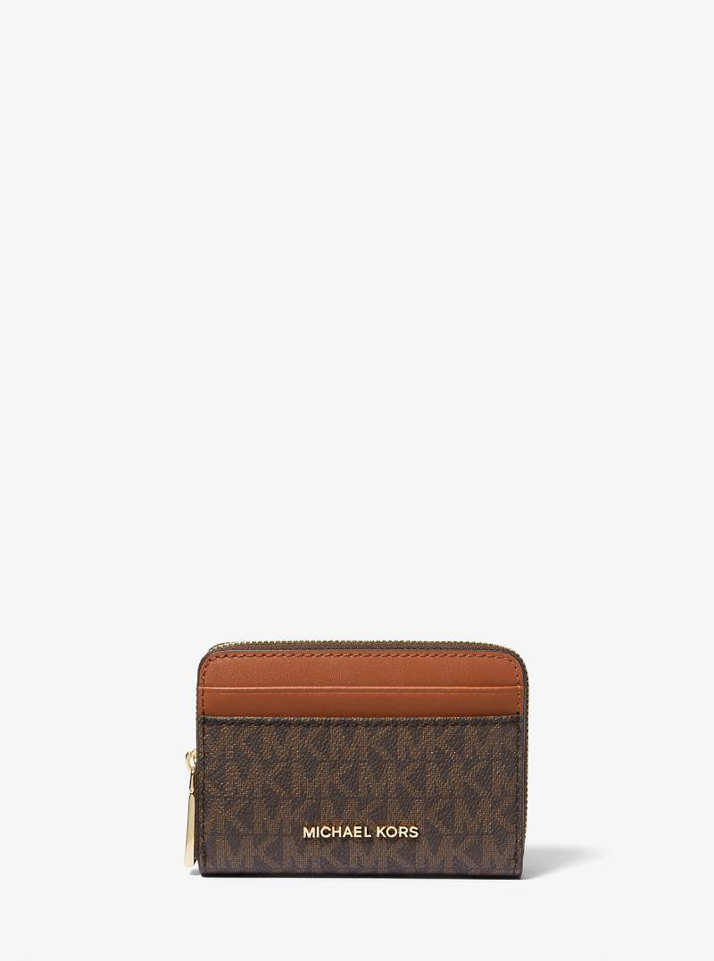 MK Kartenetui Jet Set Small Mit Signature-Logomuster Und Rundum-Reißverschluss - Braun - Michael Kors von MICHAEL Michael Kors