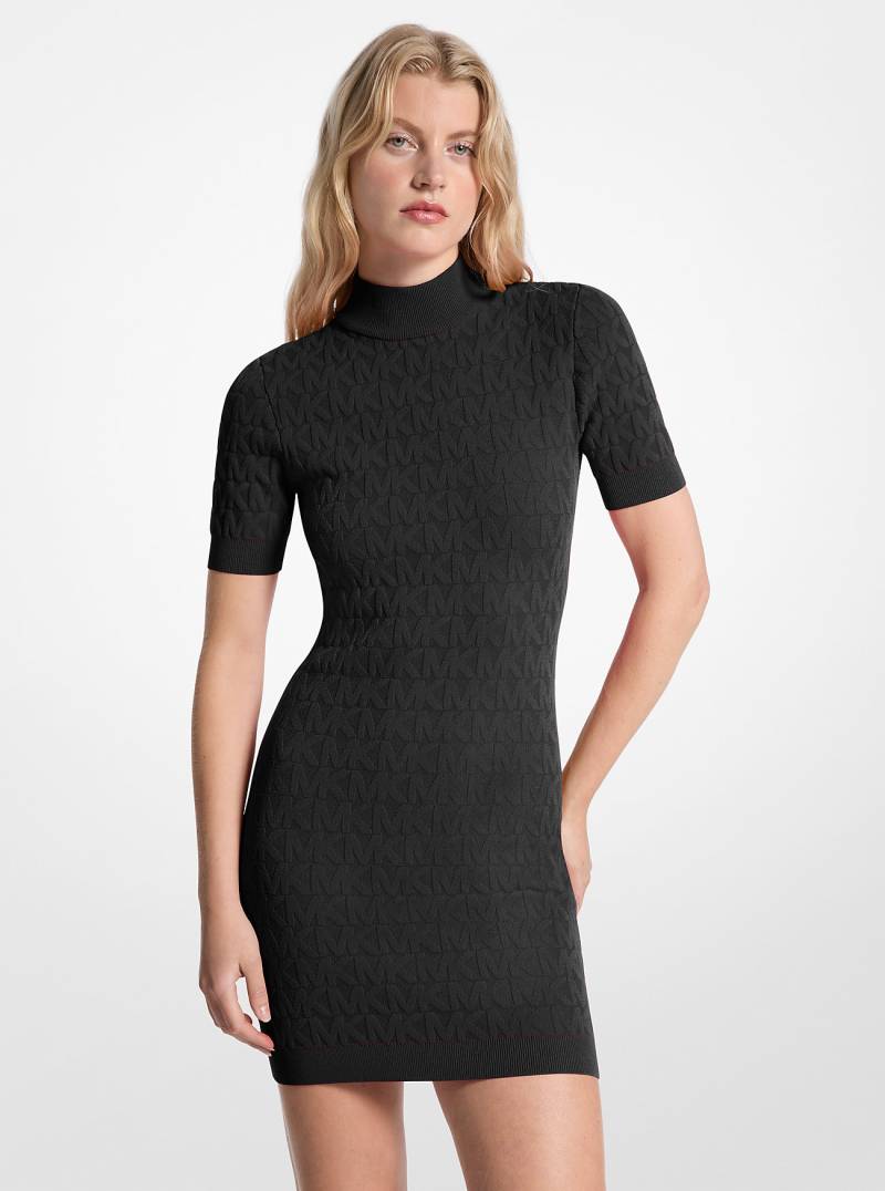 MK Kleid Aus Jacquardstrick Mit Logomuster Und Stehkragen - Schwarz - Michael Kors MK Kleid Aus Jacquardstrick Mit Logomuster Und Stehkragen - Schwarz - Michael Kors von MICHAEL Michael Kors