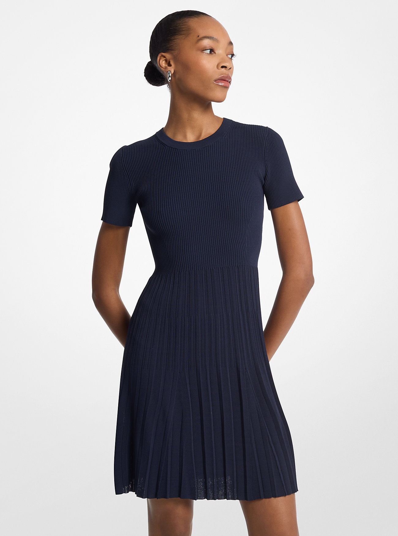 MK Kleid Aus Rippstrick Mit Kurzen Ärmeln - Blau - Michael Kors von MICHAEL Michael Kors