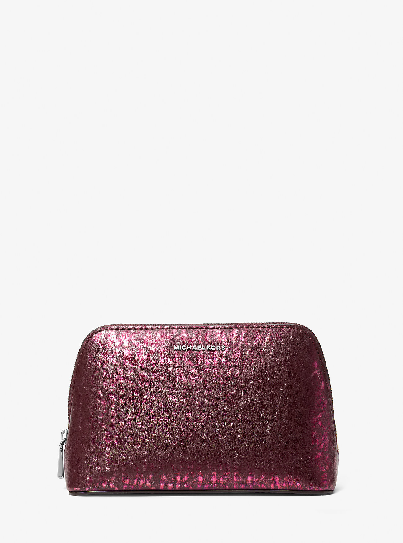 MK Kulturbeutel Jet Set Small Mit Signature-Logomuster In Metallic-Optik - Rot - Michael Kors von MICHAEL Michael Kors