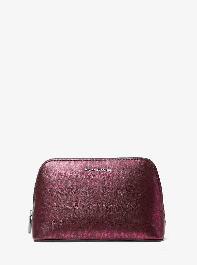 MK Kulturbeutel Jet Set Small Mit Signature-Logomuster In Metallic-Optik - Rot - Michael Kors von MICHAEL Michael Kors