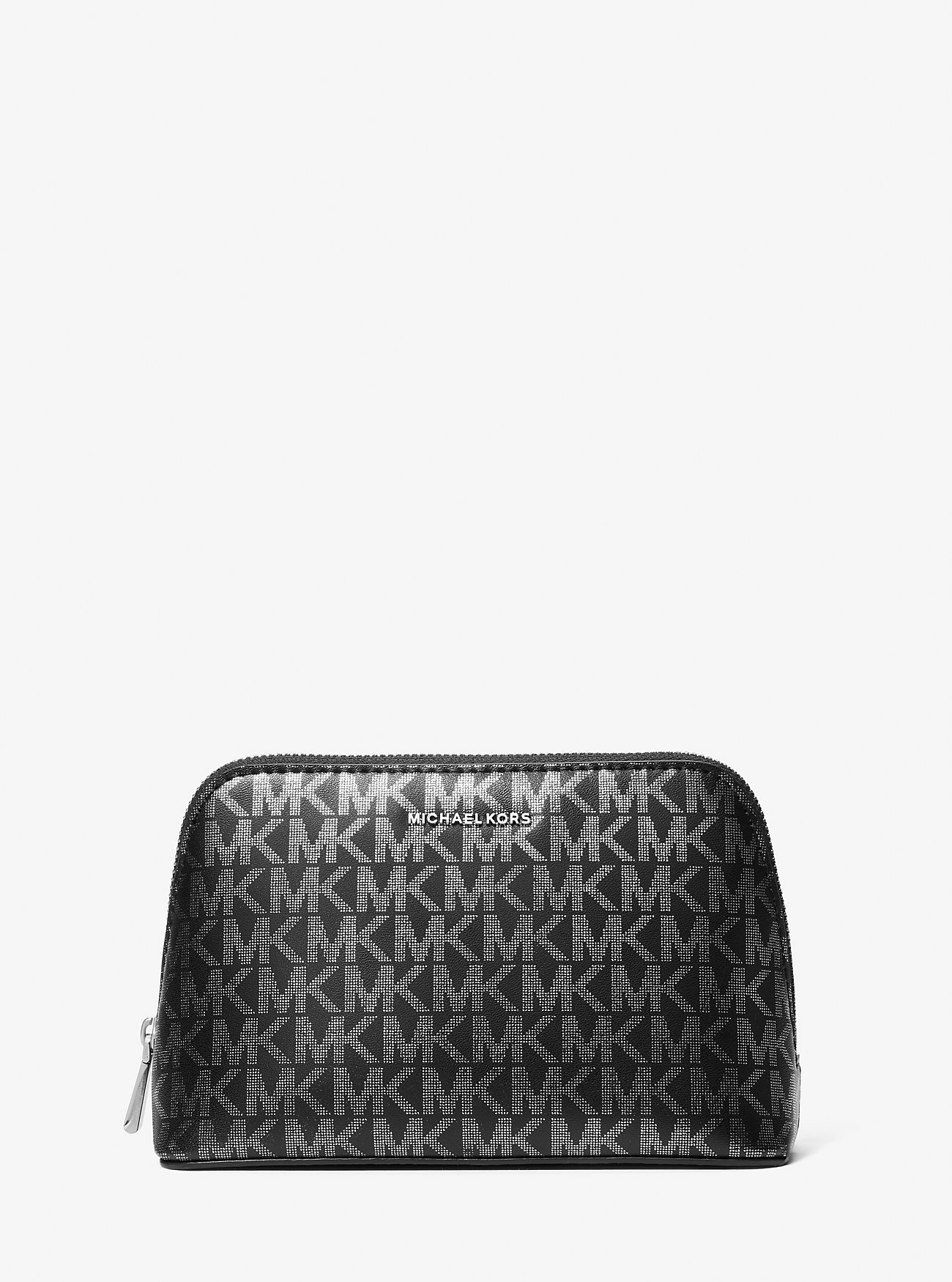 MK Kulturbeutel Jet Set Small Mit Signature-Logomuster In Metallic-Optik - Schwarz - Michael Kors von MICHAEL Michael Kors