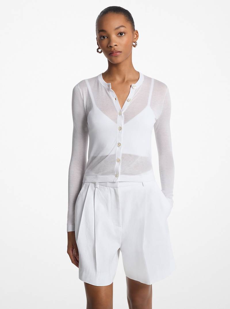 MK Kurze Strickjacke Und Bustier-Top Aus Tencel-Mischung - Weiss - Michael Kors von MICHAEL Michael Kors