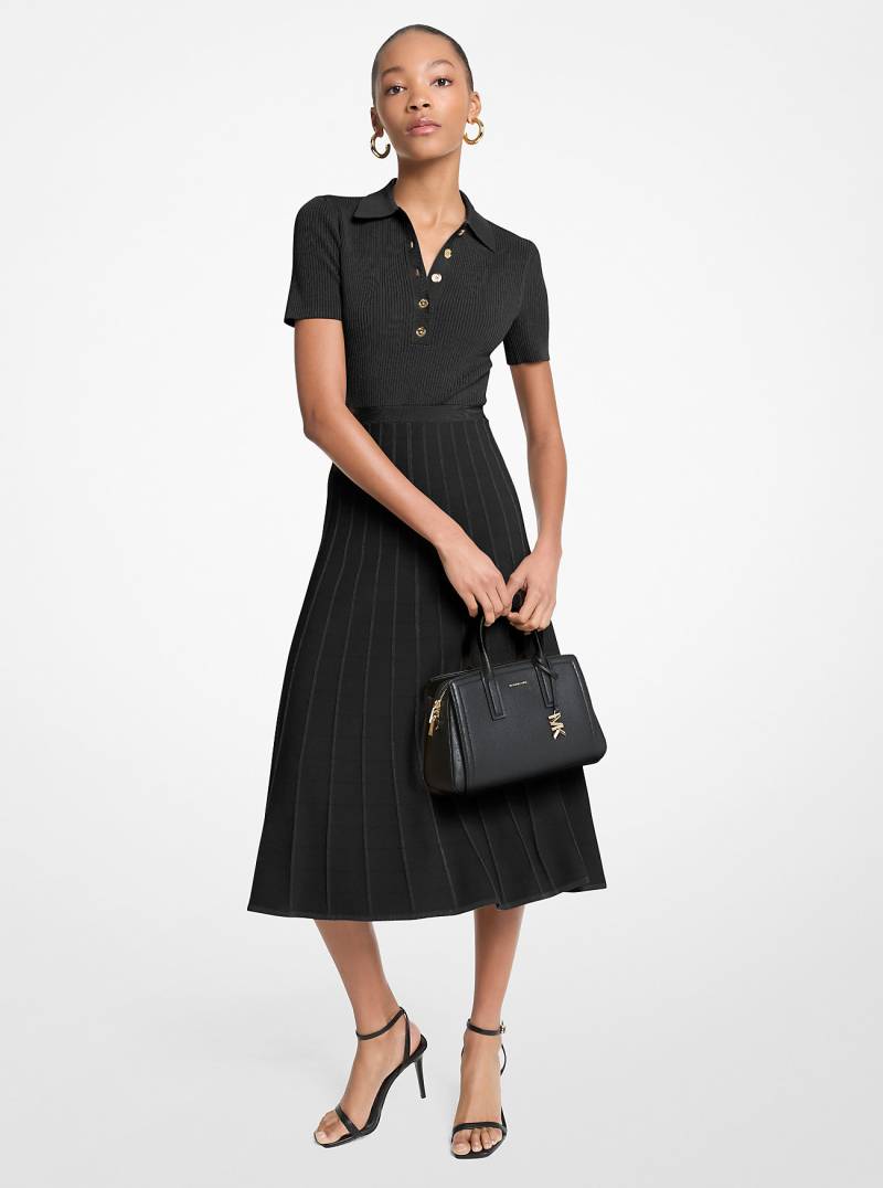 MK Midi-Polokleid Aus Geripptem Stretch-Strick - Schwarz - Michael Kors von MICHAEL Michael Kors