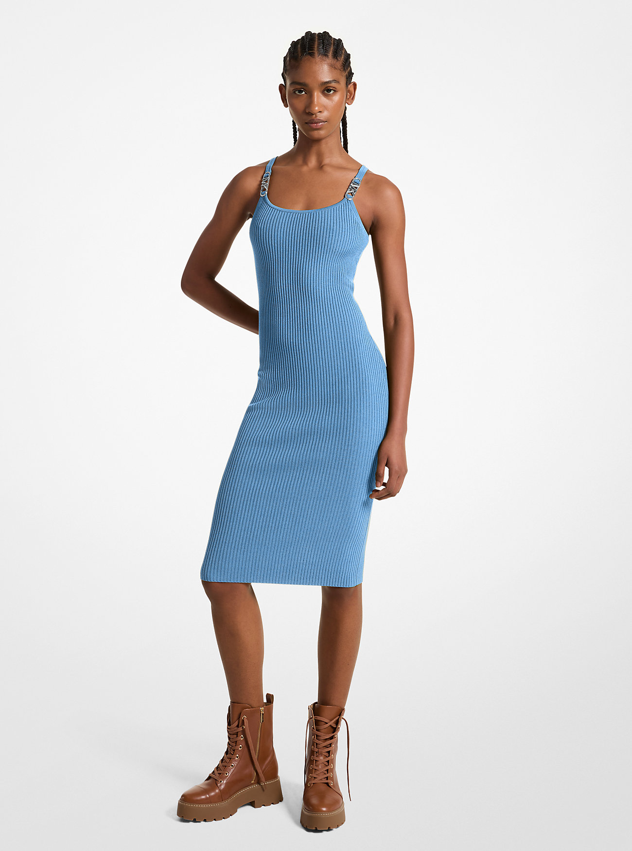 MK Midikleid Aus Geripptem Stretch-Strick - Blau - Michael Kors von MICHAEL Michael Kors