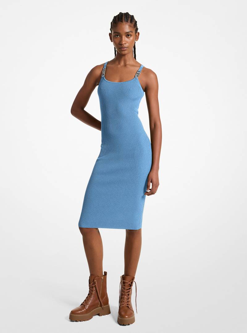 MK Midikleid Aus Geripptem Stretch-Strick - Blau - Michael Kors von MICHAEL Michael Kors