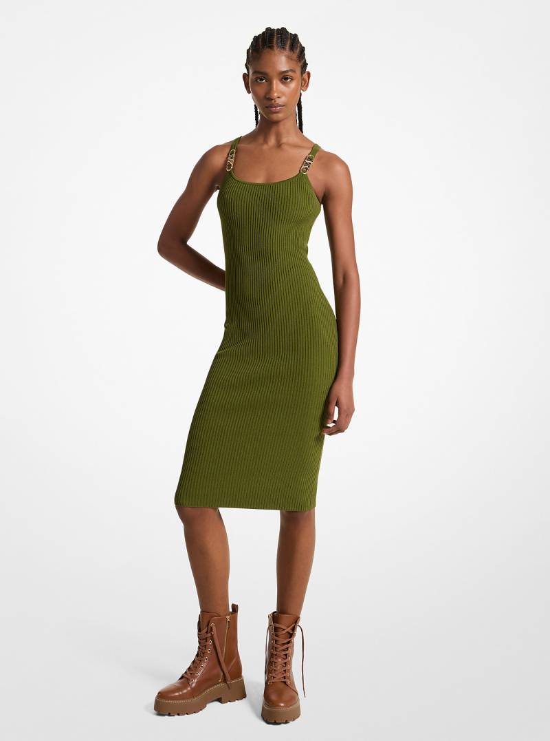 MK Midikleid Aus Geripptem Stretch-Strick - Grün - Michael Kors von MICHAEL Michael Kors