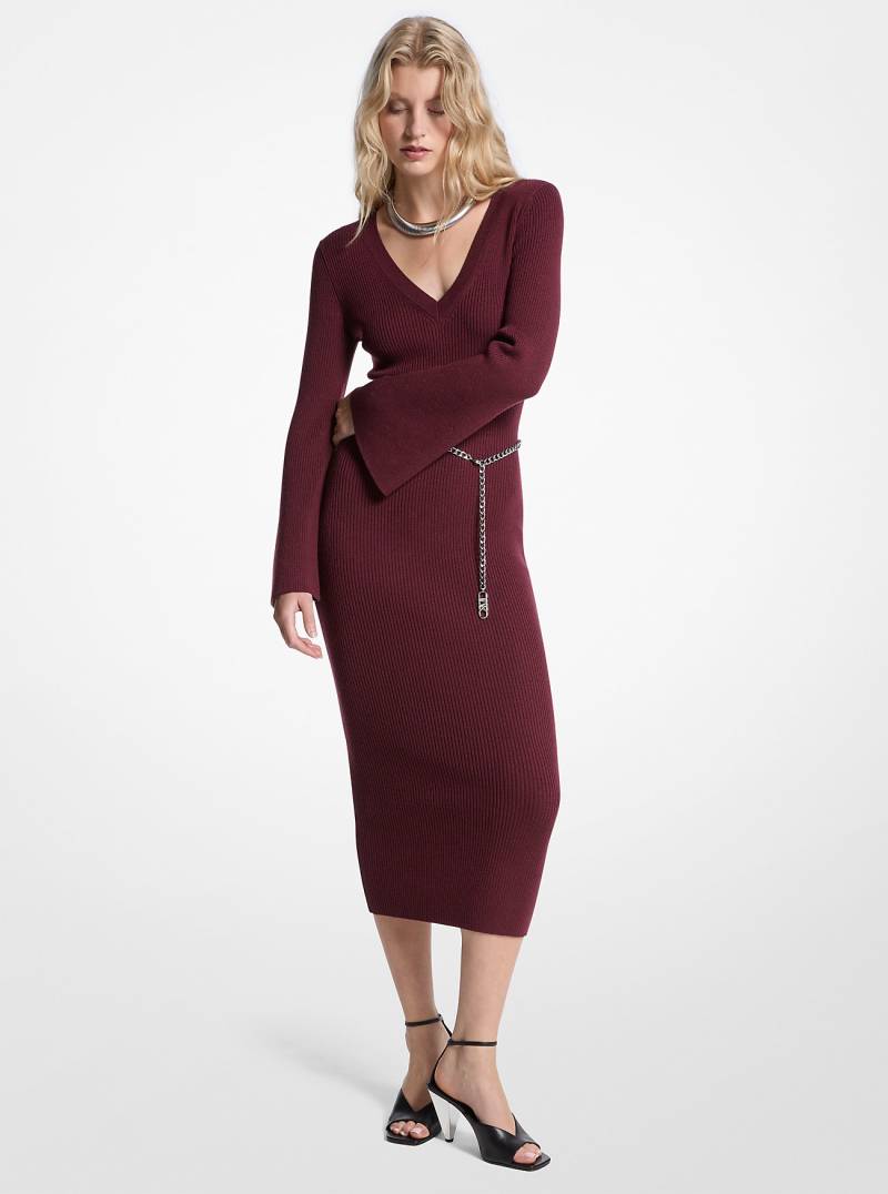 MK Midikleid Aus Wollmischung Mit Gürtel - Rot - Michael Kors von MICHAEL Michael Kors