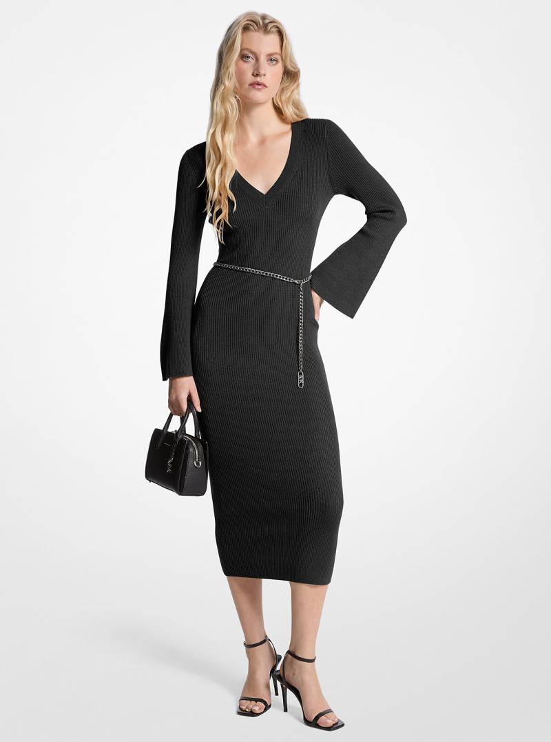MK Midikleid Aus Wollmischung Mit Gürtel - Schwarz - Michael Kors MK Midikleid Aus Wollmischung Mit Gürtel - Schwarz - Michael Kors von MICHAEL Michael Kors