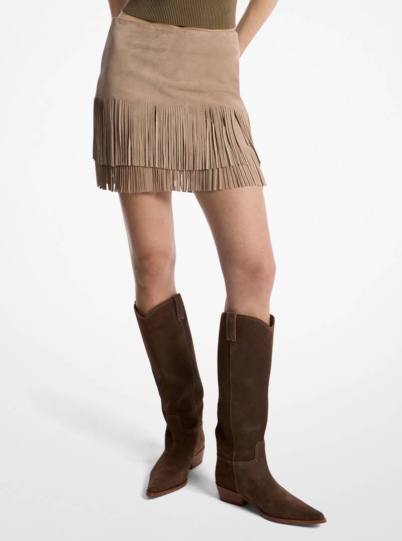 MK Minirock Aus Wildleder Mit Fransen - Natur - Michael Kors von MICHAEL Michael Kors