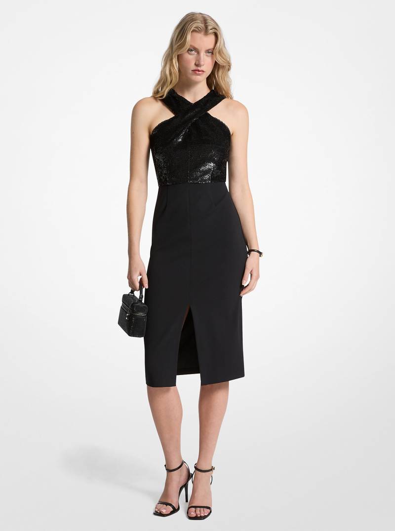 MK Neckholder-Kleid Aus Krepp Mit Pailletten - Schwarz - Michael Kors von MICHAEL Michael Kors