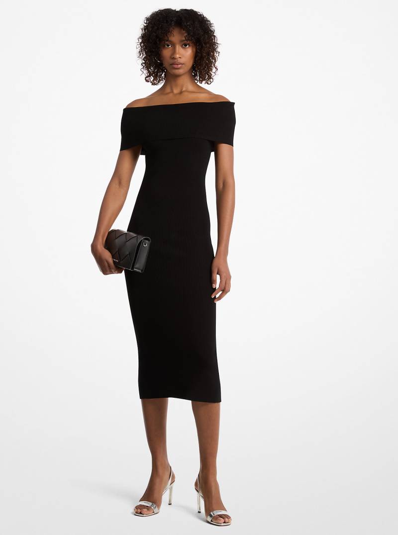MK Off-Shoulder-Kleid Aus Stretch-Strick - Schwarz - Michael Kors von MICHAEL Michael Kors