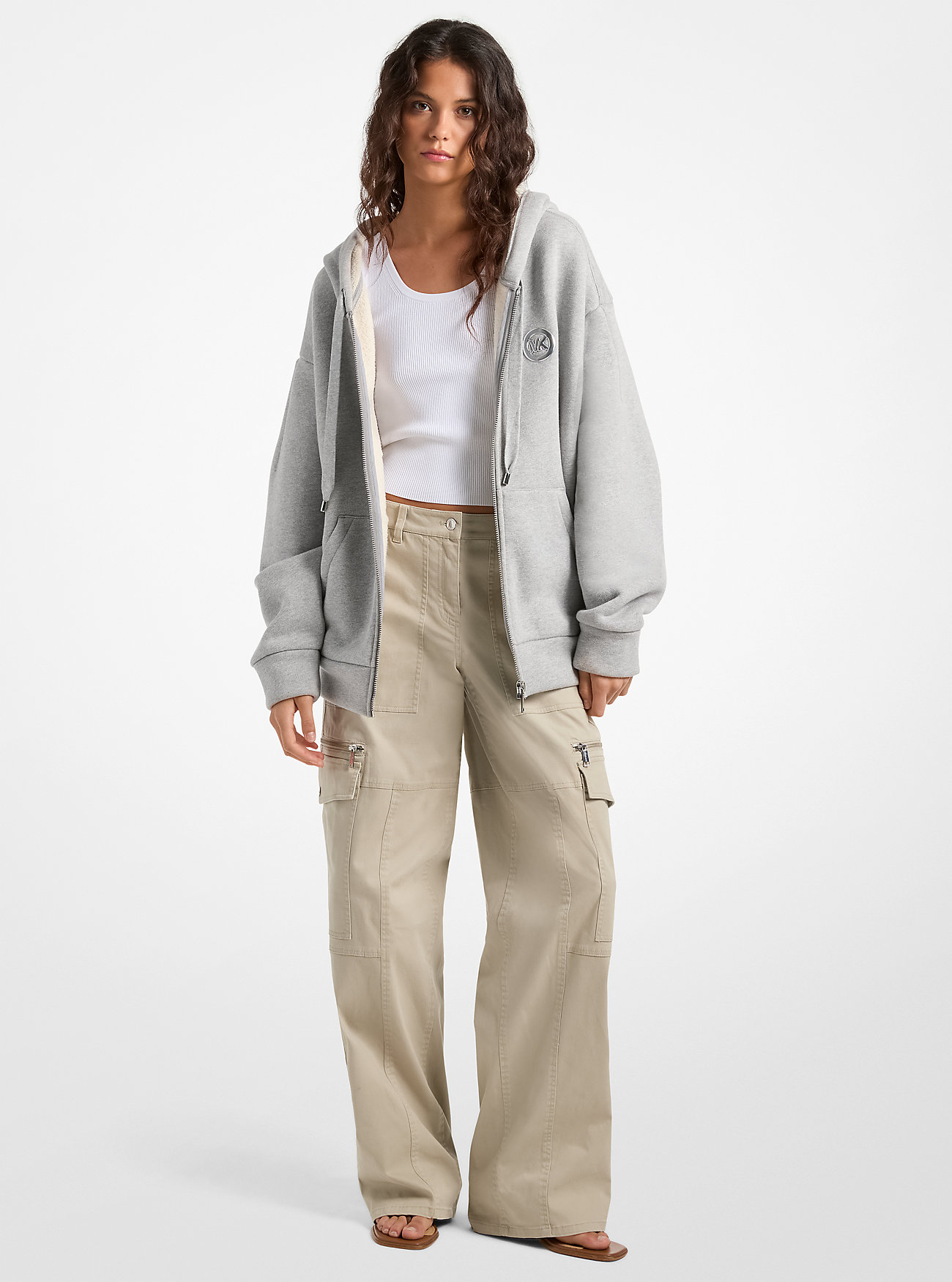 MK Oversize-Kapuzenpullover Aus Baumwolle Mit Fleecefutter - Grau - Michael Kors von MICHAEL Michael Kors