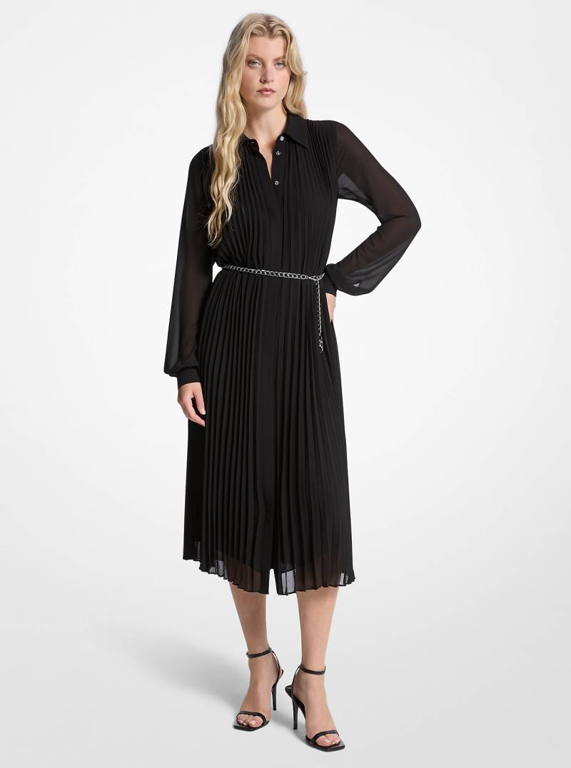 MK Plissiertes Hemdkleid Aus Georgette - Schwarz - Michael Kors von MICHAEL Michael Kors