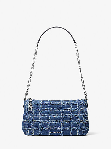 MK Pochette Empire Medium Aus Ausgefranstem Denim Mit Kette - Blau - Michael Kors von MICHAEL Michael Kors