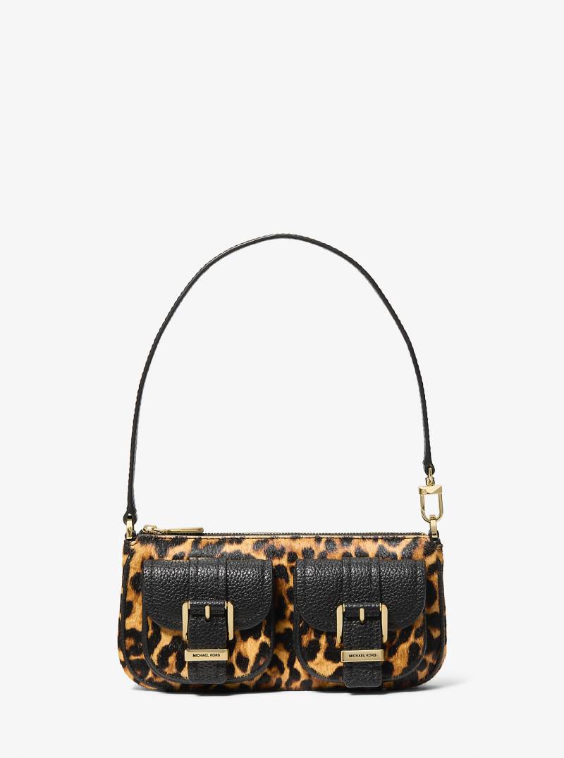 MK Pochette Zoe Small Aus Kalbshaar Mit Leopardenmuster - Gelb - Michael Kors von MICHAEL Michael Kors