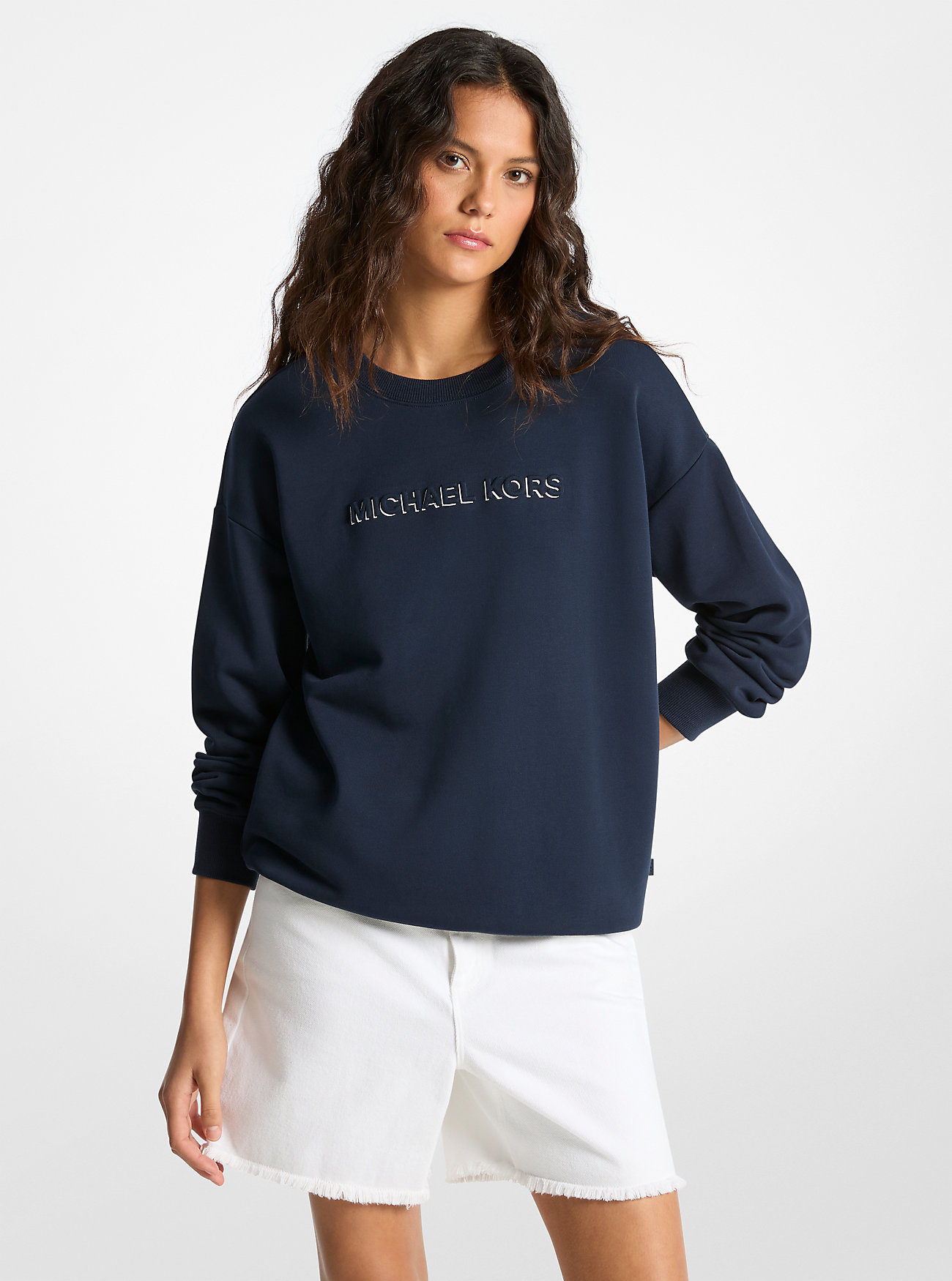 MK Pullover Aus Baumwolle Mit Logoprägung - Blau - Michael Kors von MICHAEL Michael Kors