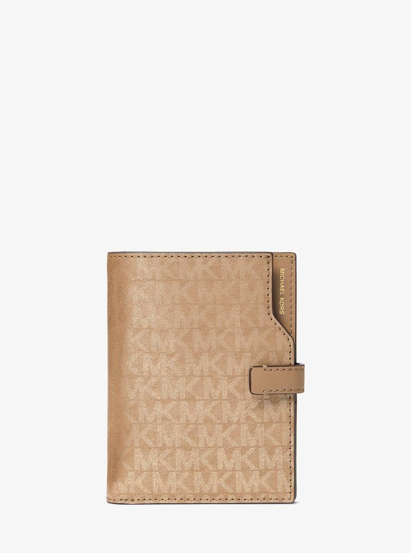 MK Reisebrieftasche Jet Set Mit Signature-Logomuster In Metallic-Optik - Natur - Michael Kors von MICHAEL Michael Kors