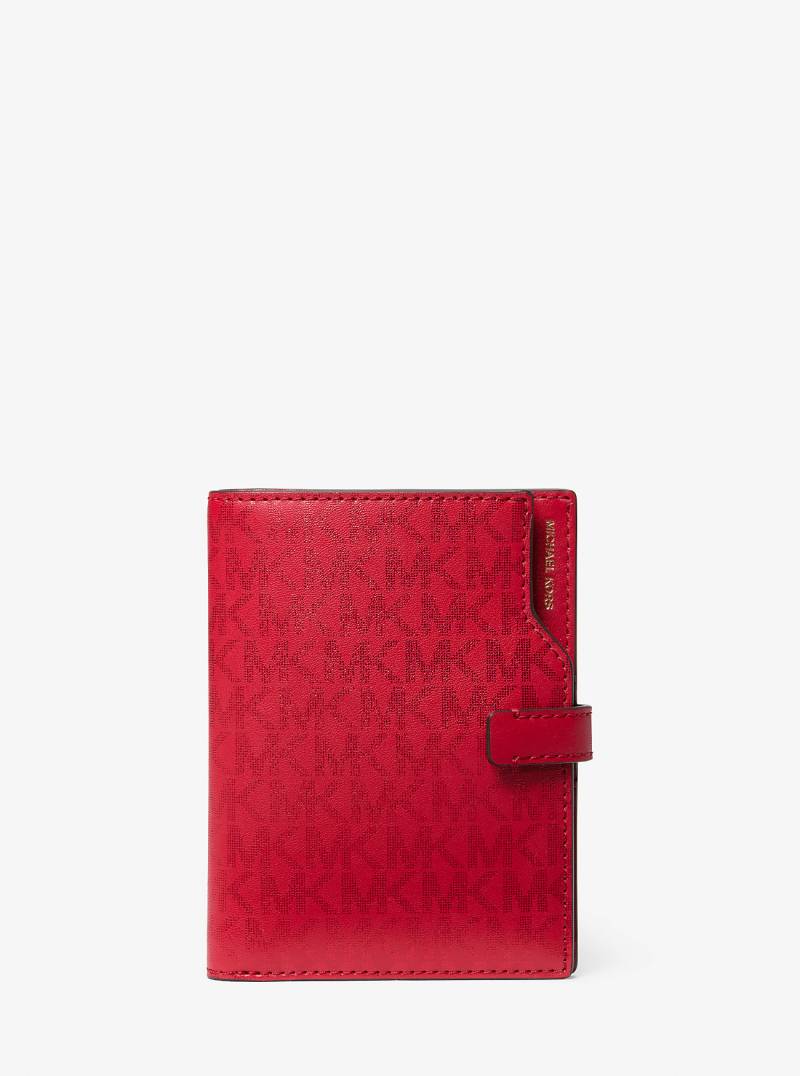 MK Reisebrieftasche Jet Set Mit Signature-Logomuster In Metallic-Optik - Rot - Michael Kors von MICHAEL Michael Kors