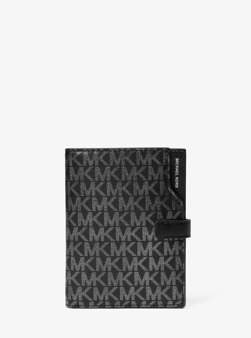 MK Reisebrieftasche Jet Set Mit Signature-Logomuster In Metallic-Optik - Schwarz - Michael Kors von MICHAEL Michael Kors