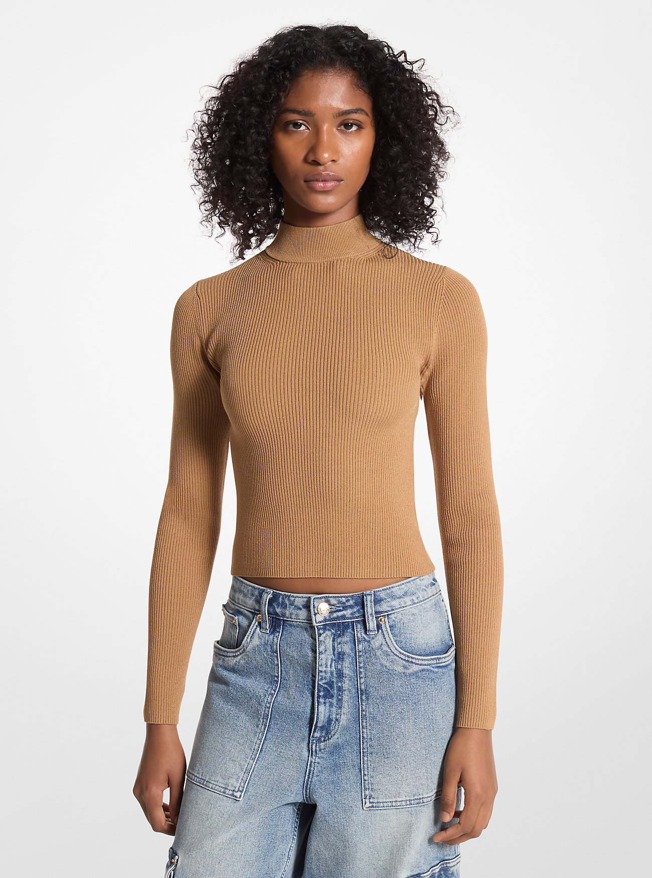 MK Rippstrickpullover Mit Stehkragen - Braun - Michael Kors MK Rippstrickpullover Mit Stehkragen - Braun - Michael Kors von MICHAEL Michael Kors