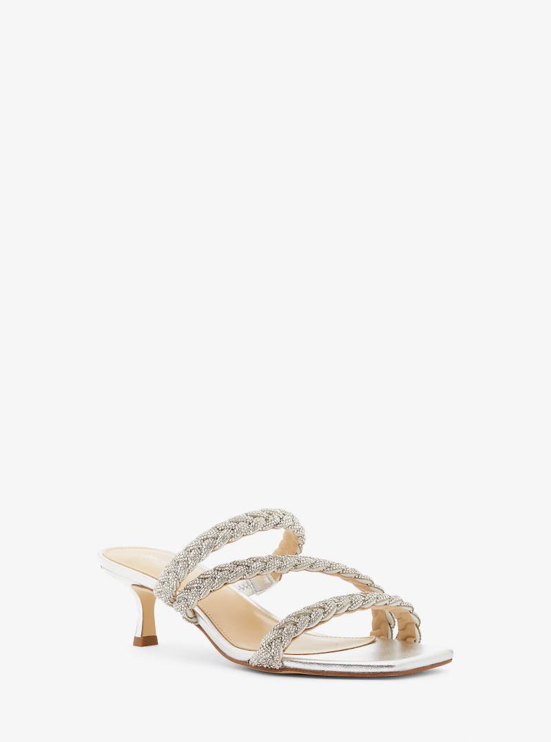 MK Sandale Celia Mit Verzierung Und Kitten-Heel-Absatz In Metallic-Optik - Silberton - Michael Kors von MICHAEL Michael Kors