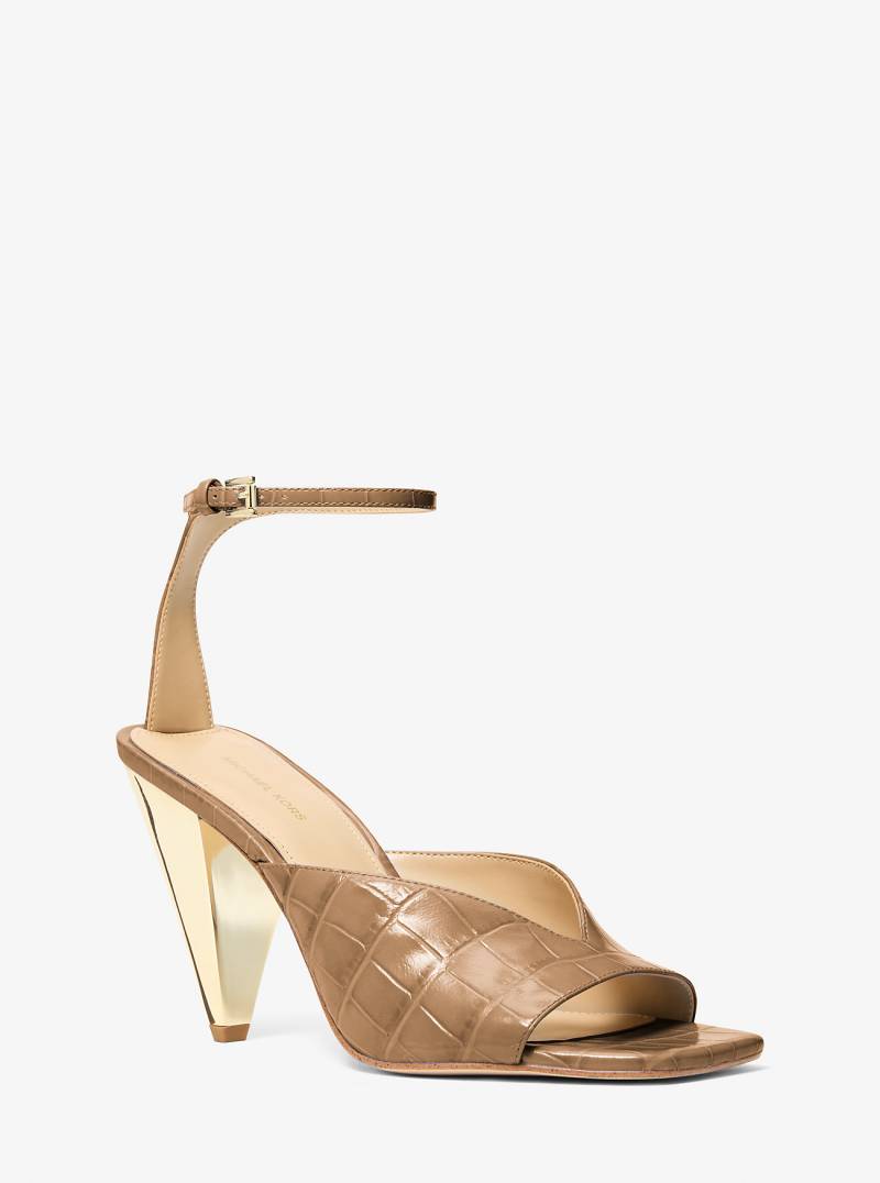 MK Sandale Electra Aus Leder Mit Krokodilprägung - Natur - Michael Kors von MICHAEL Michael Kors