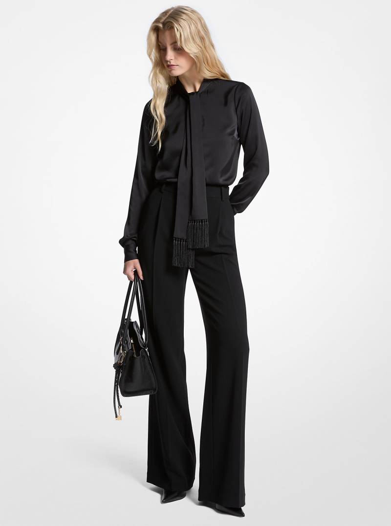 MK Schluppenbluse Aus Satin Mit Fransen - Schwarz - Michael Kors MK Schluppenbluse Aus Satin Mit Fransen - Schwarz - Michael Kors von MICHAEL Michael Kors