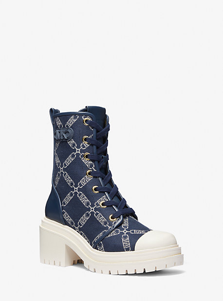 MK Schnürstiefel Hanley Aus Jacquard Mit Empire-Logomuster - Blau - Michael Kors von MICHAEL Michael Kors