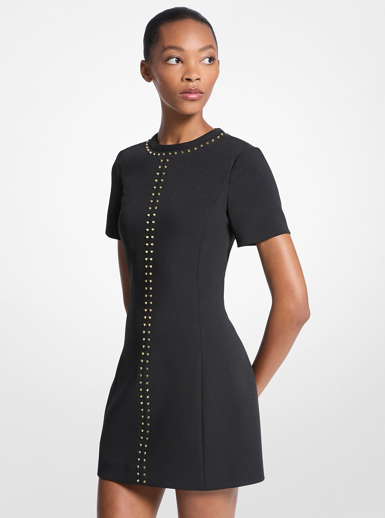MK Shiftkleid Aus Stretch-Krepp Mit Nieten - Schwarz - Michael Kors von MICHAEL Michael Kors