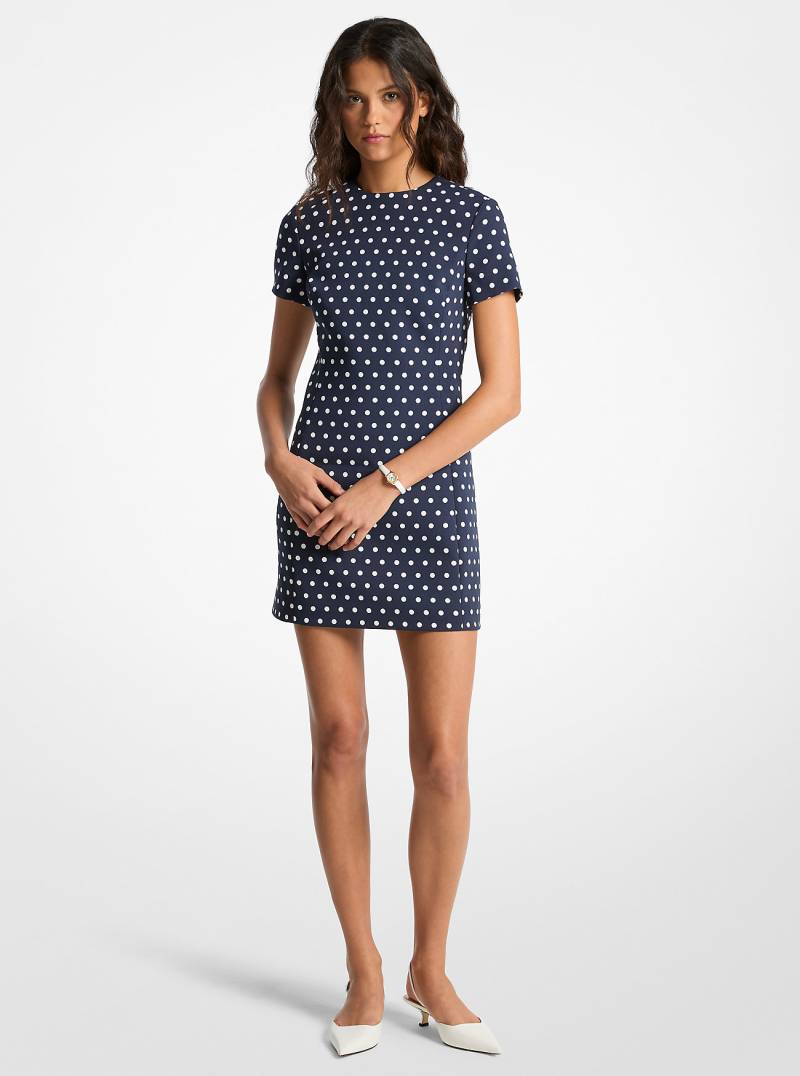 MK Shiftkleid Aus Stretch-Krepp Mit Punktmuster - Blau - Michael Kors von MICHAEL Michael Kors