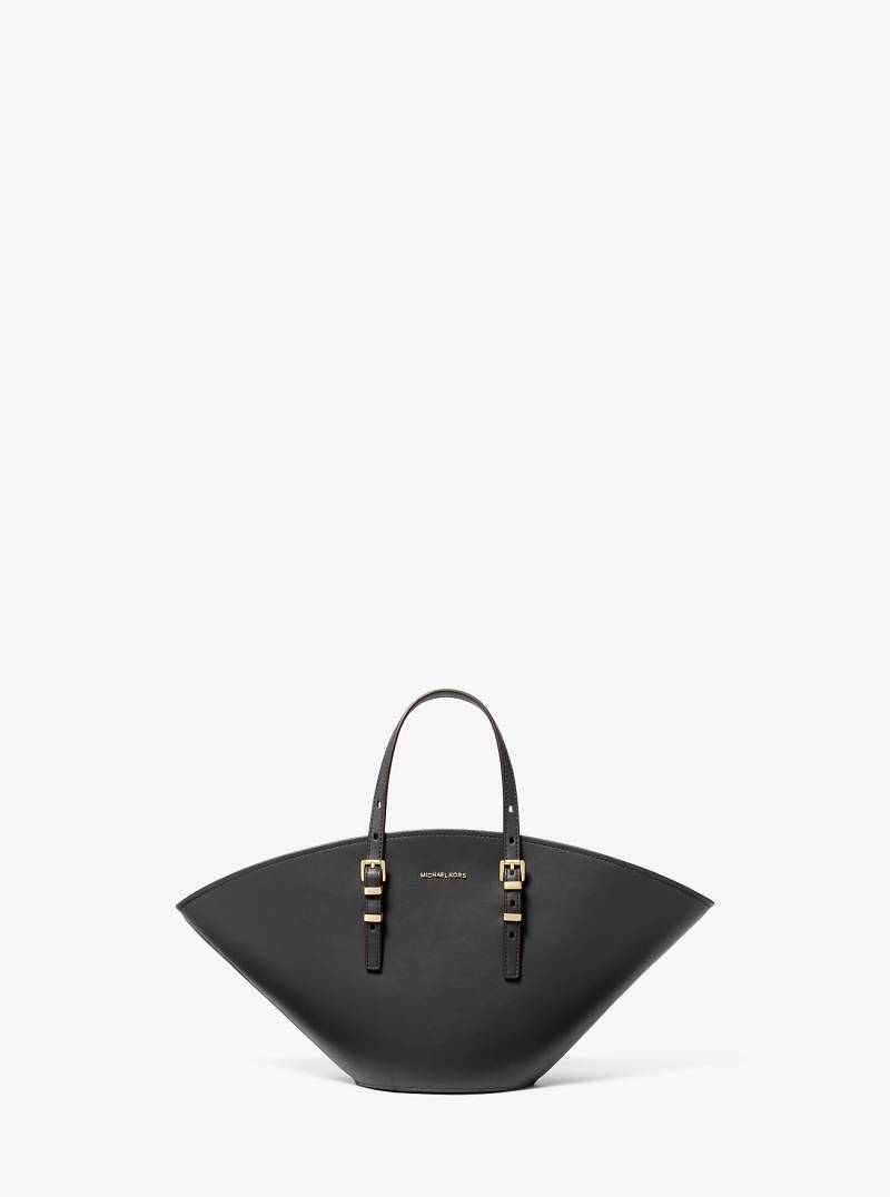 MK Shopper Isa Small Aus Leder In Fächerform - Schwarz - Michael Kors von MICHAEL Michael Kors