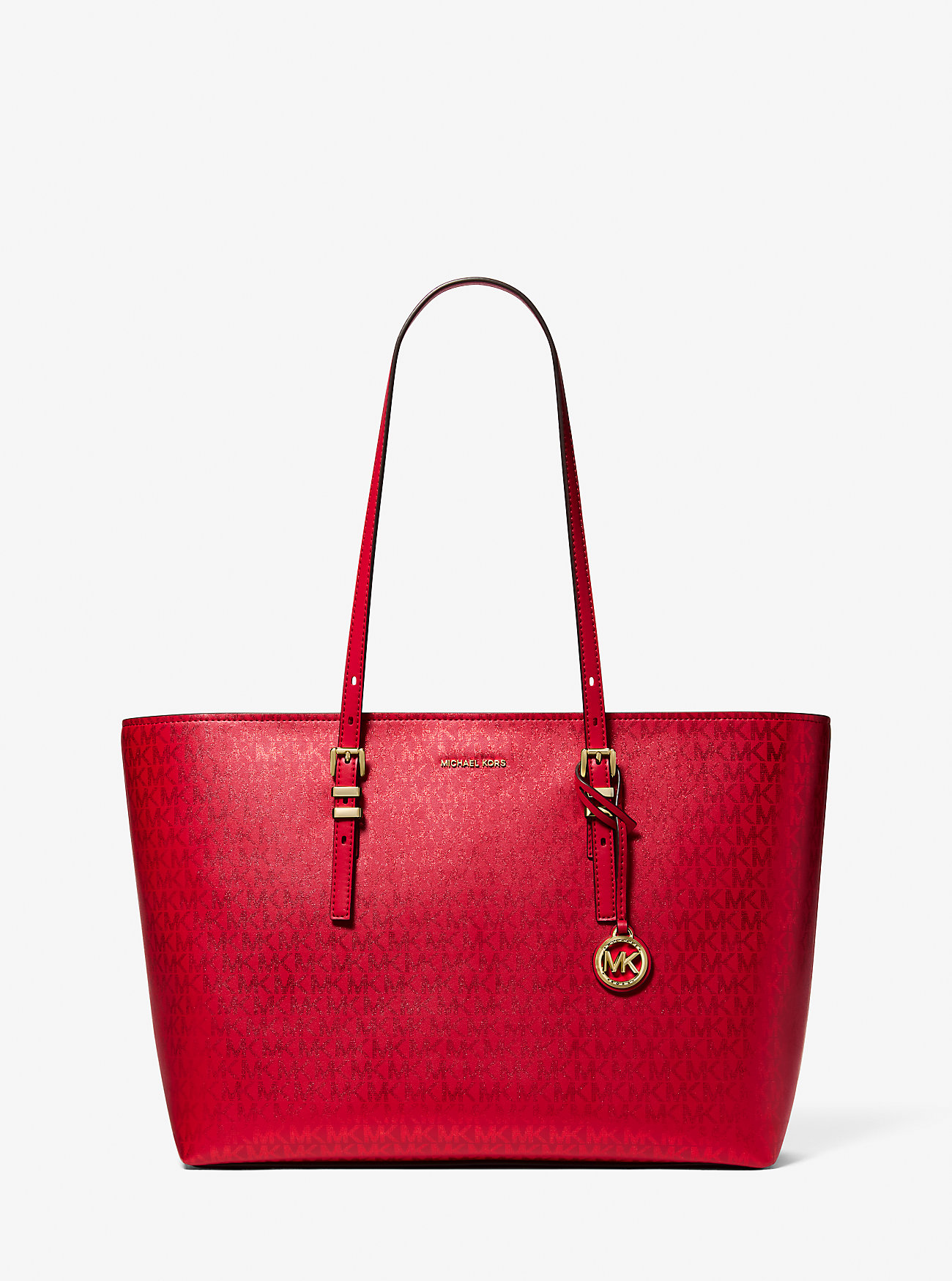 MK Shopper Quinn Large Mit Signature-Logomuster In Metallic-Optik - Rot - Michael Kors MK Shopper Quinn Large Mit Signature-Logomuster In Metallic-Optik - Rot - Michael Kors von MICHAEL Michael Kors