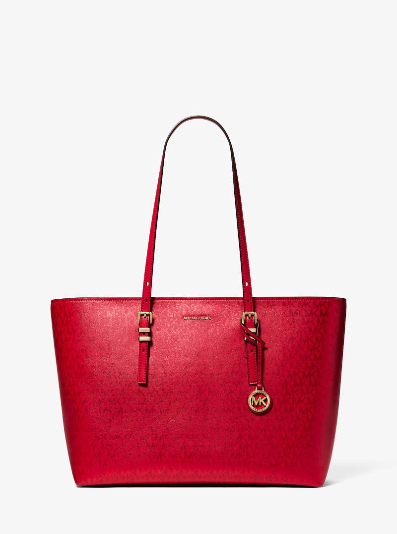 MK Shopper Quinn Large Mit Signature-Logomuster In Metallic-Optik - Rot - Michael Kors von MICHAEL Michael Kors