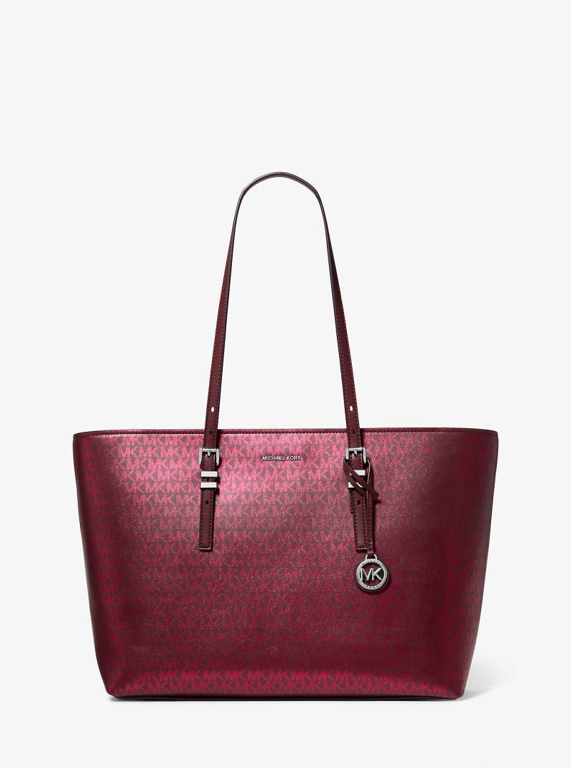 MK Shopper Quinn Large Mit Signature-Logomuster In Metallic-Optik - Rot - Michael Kors von MICHAEL Michael Kors