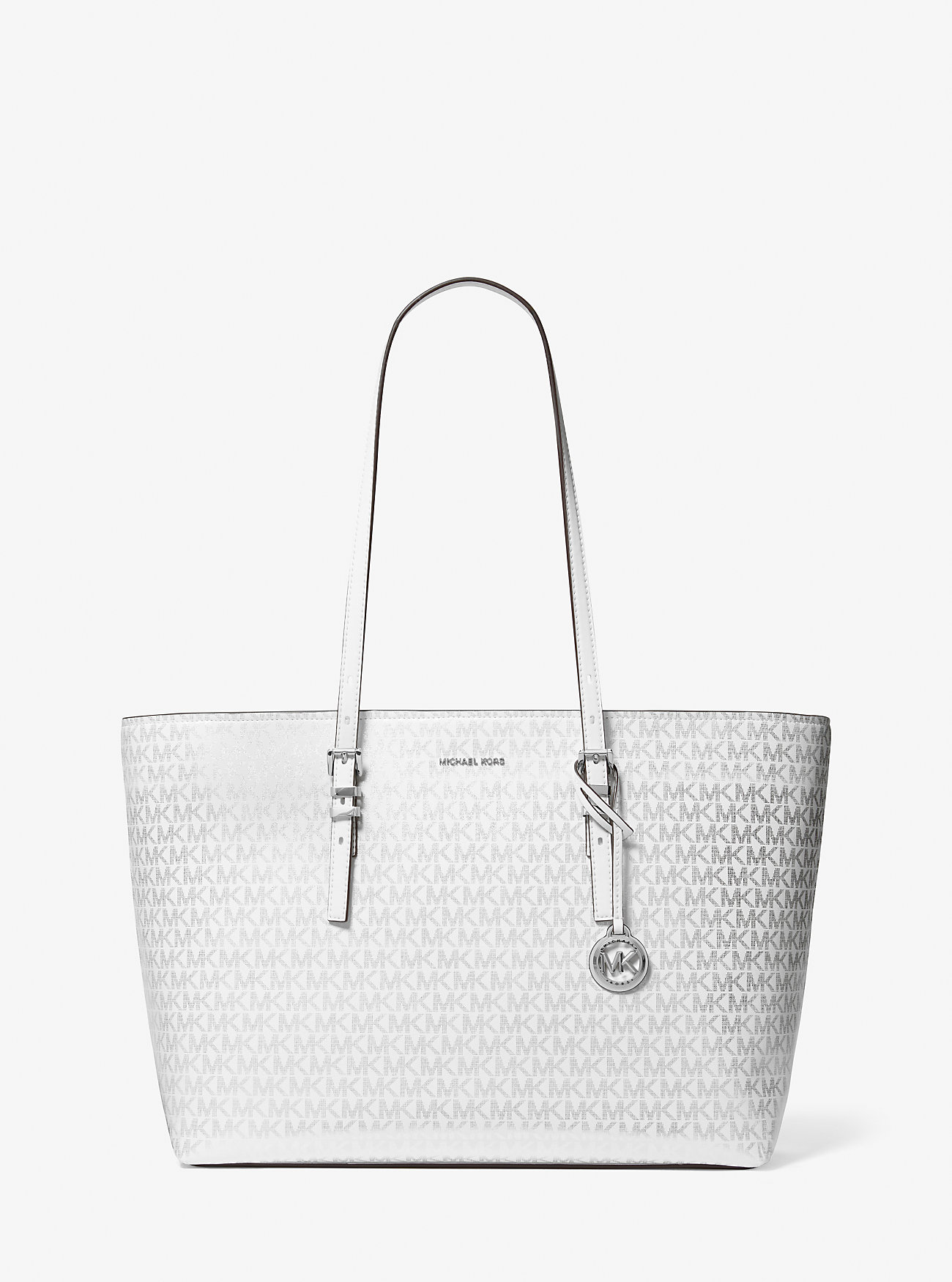 MK Shopper Quinn Large Mit Signature-Logomuster In Metallic-Optik - Weiss - Michael Kors von MICHAEL Michael Kors