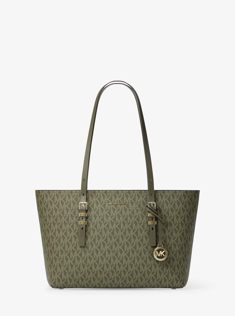 MK Shopper Quinn Medium Aus Signature-Logostoff Und Leder - Grün - Michael Kors von MICHAEL Michael Kors
