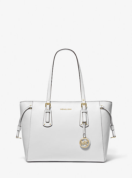 MK Tragetasche Voyager Medium Aus Quer Genarbtem Leder - Weiss - Michael Kors von MICHAEL Michael Kors