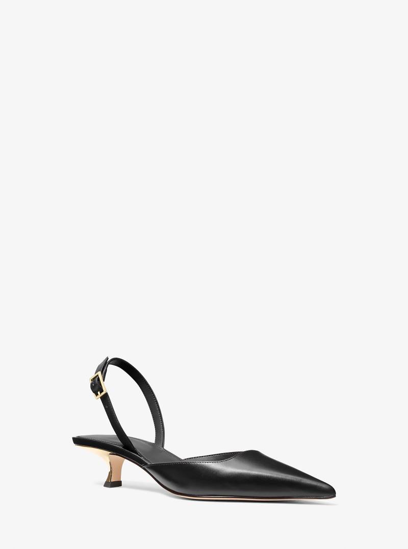 MK Slingpumps Luna Aus Leder Mit Kitten-Heel-Absatz - Schwarz - Michael Kors von MICHAEL Michael Kors