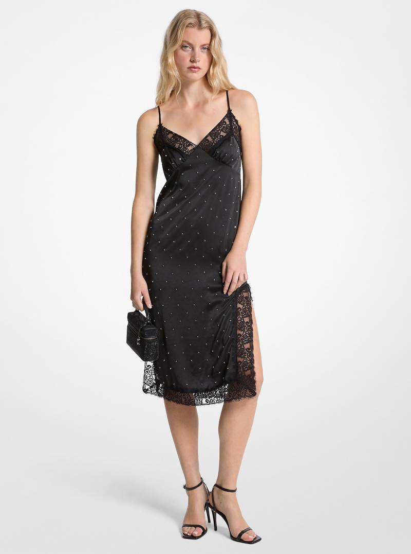 MK Slip-Kleid Aus Satin Mit Nieten - Schwarz - Michael Kors MK Slip-Kleid Aus Satin Mit Nieten - Schwarz - Michael Kors von MICHAEL Michael Kors