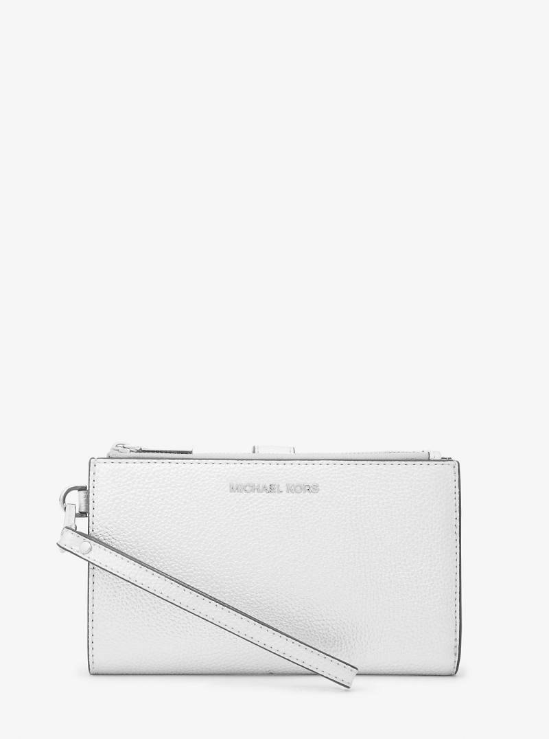 MK Smartphone-Brieftasche Jet Set Large Aus Gekrispeltem Leder In Metallic-Optik - Silberton - Michael Kors von MICHAEL Michael Kors