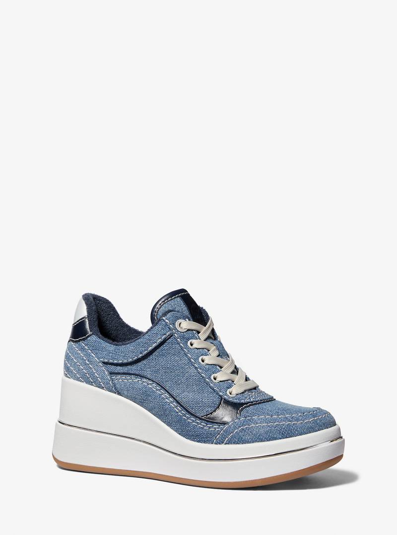 MK Sneaker Emmy Aus Denim Mit Keilabsatz - Weiss - Michael Kors von MICHAEL Michael Kors