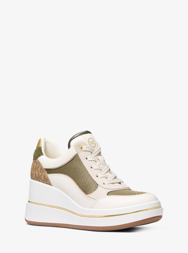 MK Sneaker Emmy Aus Leder Und Kalbshaar Mit Keilabsatz - Natur - Michael Kors von MICHAEL Michael Kors
