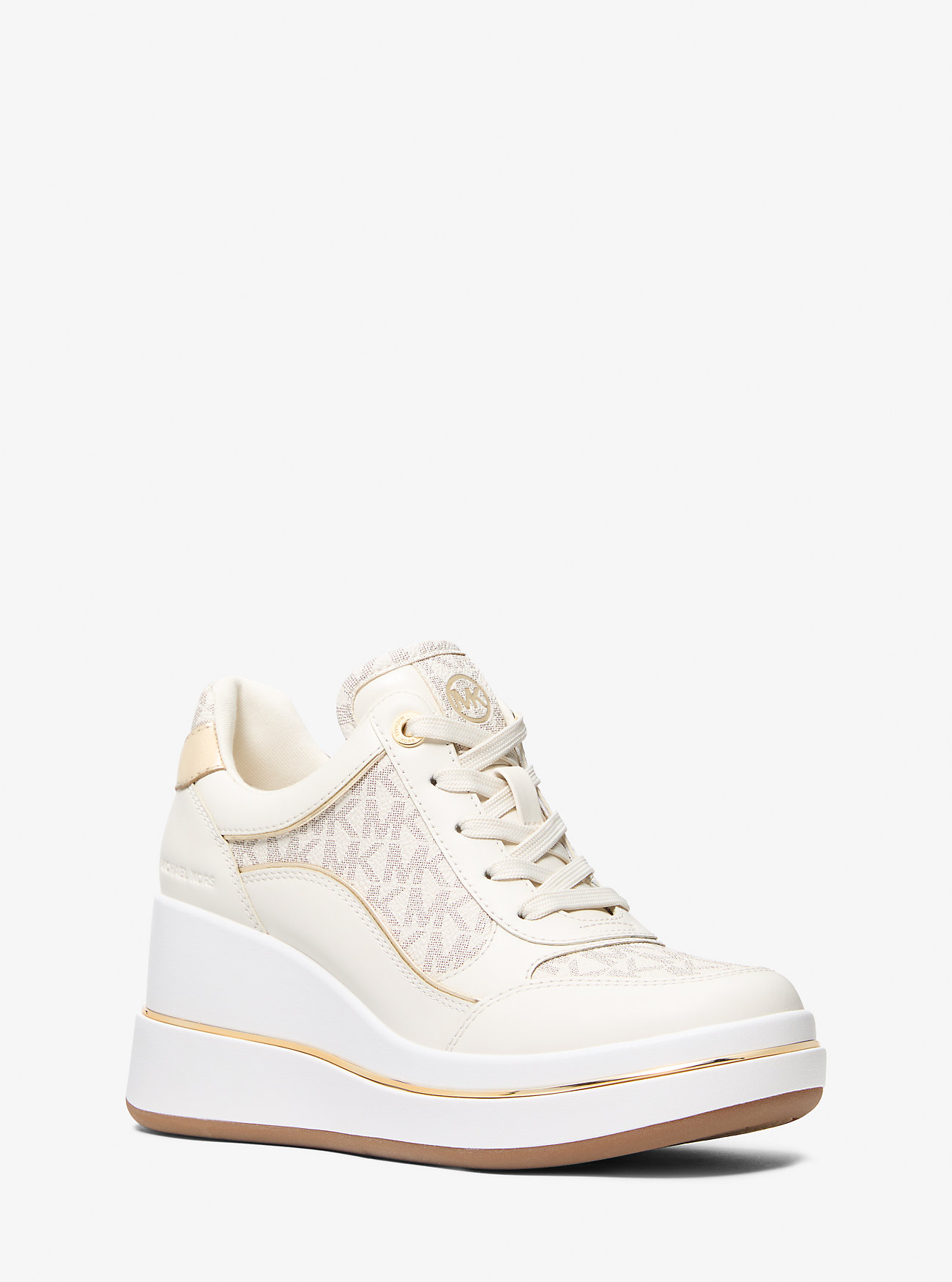 MK Sneaker Emmy Aus Signature-Logostoff Und Leder Mit Keilabsatz - Natur - Michael Kors von MICHAEL Michael Kors